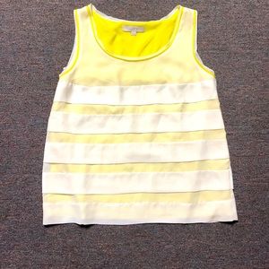 Loft Lemon yellow white layered tank top size M